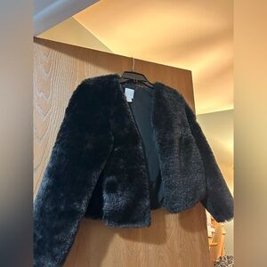 H&M Black Faux Fur Coat